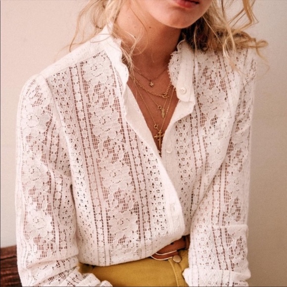 Sezane Tops - Sezane white Cuzco lace shirt NWT